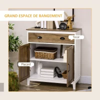 HOMCOM Buffet Salon, Meuble de Rangement avec 2 Portes, Tiroir, Étagère Réglable, 78,5 x 39 x 89,4 cm, Blanc et Chêne(m-4)