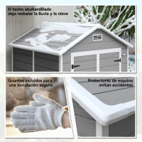 Outsunny Caseta de Jardín Exterior 182x151x219 cm con Suelo Puerta Cerrada y Techo Inclinado para Almacenar Herramientas Gris(m-8)