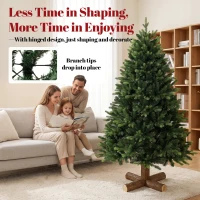 HOMCOM Artificial Christmas Tree, Hinged Xmas Tree with 1620 PE & PVC Branch Tips, 5ft, Green(m-6)