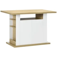 HOMCOM Ilot central cuisine table avec grand plan de travail 4 personnes - dim. 110L x 70l x 75,5H cm(m-11)