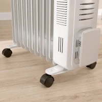 HOMCOM 2000W Quiet Oil Filled Radiator, 9 Fin Energy Efficient Portable Electric Heater with 3 Heat Settings, Adjustable Thermostat, Safety Tip Over, Overheat Protection, for Home, White(m-9)
