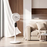 HOMCOM 20 dB Silent Standing Fan for Bedroom, 39in Pedestal Fan with Remote, Oscillating, 8 Speeds, Adjustable Height, White(m-10)