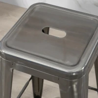 HOMCOM Set 4 Scaune de Bar din Oțel cu Suport pentru Picioare, Argintiu(m-7)