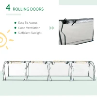 Outsunny Mini Greenhouse - Small Polytunnel Green House with Doors that Zip, Steel Frame for Garden and Backyard, 395 x 100 x 80 cm, Clear(m-4)