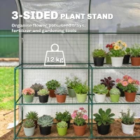 Outsunny Walk-in Greenhouse with Shelves, Small Greenhouse with PE Cover and Roll-up Door, 123 x 187 x 189 cm, White(m-4)