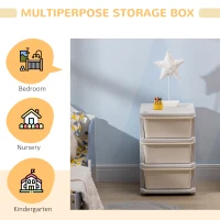 HOMCOM Three-Tier Kids Storage Boxes, with Three Drawers - White(m-6)