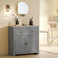 HOMCOM Sideboard Storage Cabinet, Morden Kitchen Cupboard with Adjustable Shelf, Drawer and Double Doors, Sideboard for Living Room, Dining Room, Hallway, Grey(m-9)
