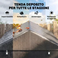 Outsunny Carpa para Herramientas Bicicletas y Motos 1,6x2,2x1,7 m con 2 Habitaciones Puerta con Cremallera Impermeable Gris(m-4)