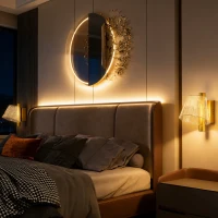 HOMCOM Led Wall Lamp 2 Pack, 5W Modern Indoor Starry Wall Light, Colour Temperature Adjustable 3000K/4000K/6500K, for Bedroom, Living Room, Hallway, Stairs, Gold Tone(m-10)