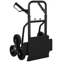 DURHAND Diable d'escalier pliable 120 kg 6 roues, diable demenagement en acier avec cordes télescopiques, 44x67x106,5cm, noir(m-12)