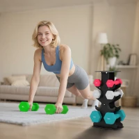 SPORTNOW Hanteln Set 4 Paar Kurzhanteln mit Aufbewahrungsständer rutschfeste Griff, 1-4 kg Hexagon(m-10)