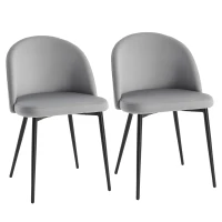HOMCOM Dining Chairs Set of 2 Contemporary Design for Office Dining Kitchen with Soft Fabric Seat and Back Living Room, Grey(m-11)