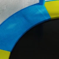 AIYAPLAY Trampolín Infantil de Interior con Red de Seguridad Cuerdas Elásticas y Barras Acolchadas 3-6 Años Ø140x190cm Azul Claro(m-8)