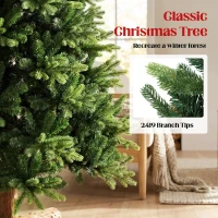 HOMCOM Artificial Christmas Tree, Hinged Xmas Tree with 2419 PE & PVC Branch Tips, 6ft, Green(m-5)