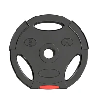 SPORTNOW Disques de poids, plaques de poids 2 x 5 kg et 2 x 2,5 kg, à trois poignées avec trous de Ø 25 mm, noir(m-9)