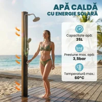 Outsunny Duș Solar de Exterior cu Protecție la Îngheț, 35l, Negru(m-4)