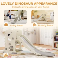AIYAPLAY 3 in 1 Kids Slide with Climber, Basketball Hoop and Ball, Foldable Indoor Toddler Slide for Ages 2-5, Cream White(m-7)