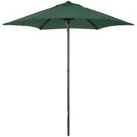 Outsunny Parasol de Terraza con Mástil de Aluminio Techo de Ventilación y Poste Desmontable Impermeable para Patio Verde