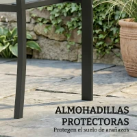 Outsunny Conjunto de Mesa y Sillas de Terraza Exterior 3 Piezas con 2 Sillas de Textilene Mesa de Vidrio Templado Gris Claro(m-8)