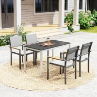 Outsunny Garden Table for 4-6, 120 x 70 cm Outdoor Dining Table with Rust-Resistant Aluminium Frame, Easy Maintenance Slatted Top, for Patio, Terrace, Balcony, Black(m-10)