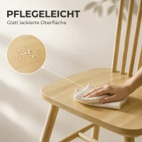 HOMCOM Esszimmerstühle 2er Set Küchenstühle Moderner Polsterstuhl mit Geschwungener Rückenlehne aus Kautschukholz für Esszimmer(m-6)