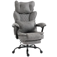 HOMCOM Executive Office Chair, Leathaire Big and Tall Office Chair 180 kg with Wide Seat, Reclining, Lumbar Support, Grey(m-15)