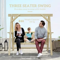 Outsunny Three-Seater Wooden Swing Bench(m-4)