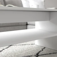 HOMCOM Tavolino da Caffè Moderno in Legno a 2 Livelli con Ripiano Aperto, 100x40x41.5 cm, Bianco(m-9)