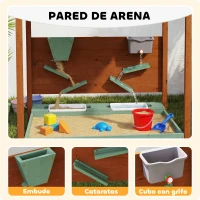 AIYAPLAY Arenero para Niños de Madera con Techo Arenero Infantil con 2 Asientos 2 Cajas Grifo Embudo 116x112,5x128 cm Verde(m-4)