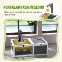 PawHut Casa per Tartarughe di Terra con 2 Coperchi Apribili e 2 Spazi, in Legno di Abete, Grigio(m-5)