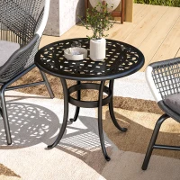 Outsunny Outdoor Garden Table, Cast Aluminium Patio End Table with Anti-slip Foot Pads for Garden, Patio, Balcony, 60 x 60 cm, Black(m-10)