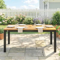 Outsunny Mesa de Comedor de Jardín de Madera para 6 Personas con Superficie de Listones Orificio 150x75x75 cm Natural(m-10)
