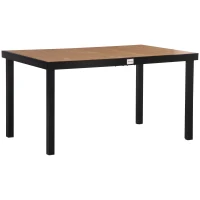 Outsunny Table à manger de jardin pour 6 personnes, en aluminium, 140 x 90 x 74 cm, aspect bois naturel(m-1)