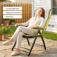 Outsunny Reclining Garden Chairs Set of 2, 5-Position Folding Sun Loungers with High Back, Retractable Footrest, Light Grey(m-6)