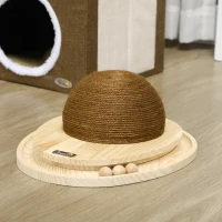PawHut interaktives Katzenspielzeug, Kratzfläche, ovale Kugelbahn, Kiefernholz, 39,5 x 32,5 x 14,5 cm(m-10)