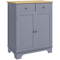 HOMCOM Meuble de rangement buffet salon avec placards, 2 tiroirs et étagères réglables, 68x40,3x85cm, gris et bois naturel