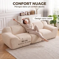 HOMCOM Canapé 3 Places 233 cm, Canapé Salon en Chenille Moderne avec Assise Profonde, Accoudoirs Larges, Beige(m-6)