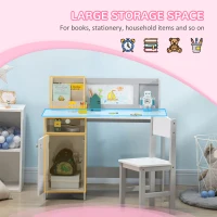 HOMCOM Kids Table and Chair Set w/ Whiteboard - Grey(m-4)