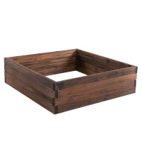 Outsunny Huerto Urbano Jardinera de Madera Maciza de Abeto Cama de Plantación de Jardín para Cultivo Plantas Flores Hierbas 80x80x22,5 cm Marrón(m-8)