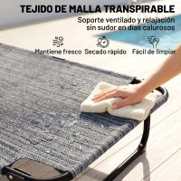 Outsunny Tumbona de Jardín Plegable con Respaldo Ajustable en 4 Niveles Orificio de Lectura y Reposacabezas 145x72x89 cm Gris(m-6)