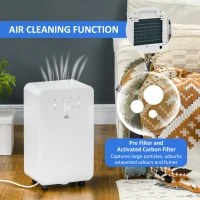 HOMCOM 2000mL Portable Dehumidifier with Air Purifier, 24H Timer, 5 Modes, 12L/Day, for Home Laundry, White(m-6)