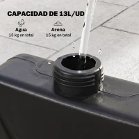 Outsunny Peso para Base de Sombrilla de 4 Piezas Rellenable de Agua 52 Litro Arena 60 kg o Mixto 70 kg para Base Cruzada Negro(m-5)