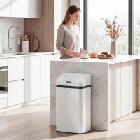 HOMCOM 48L Stainless Steel Sensor Bin - White(m-2)