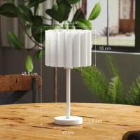 HOMCOM Tischlampe im Retro-Stil, Nachttischlampe, Kunststoff-Schirm, Knopfschalter, Weiß(m-3)
