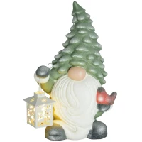 HOMCOM Weihnachtszwerg mit Laterne, LED, batteriebetrieben, wetterfest, 28x21x42 cm(m-12)