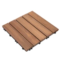 Outsunny Set de 27 Baldosas de Madera 30x30 cm con Área de 2,43 m² Losetas Sistema de Clic para Balcón Terraza Jardín Marrón(m-12)