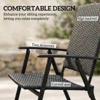 Outsunny Set of Two Folding Rattan Seat Chairs - Black(m-5)