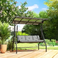 Outsunny Convertible Three-Seater Swing Bench Bed - Dark Grey(m-8)