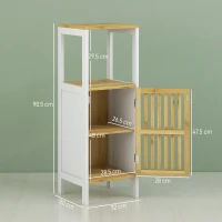 HOMCOM Bamboo-Blend Retro Cut-Out Bathroom Storage Unit, with Cupboard(m-3)