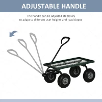 Outsunny Garden Trolley Cart, Heavy Duty Garden Cart with Metal Frame, 10" Pneumatic Wheels, Rotating Handle, 150kg Capacity, for Garden, Farm, Green(m-4)